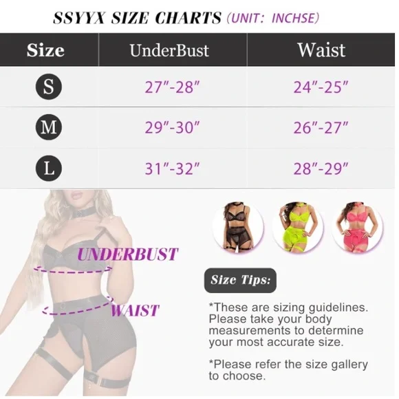 4 Piece Mesh Neon Green Lingerie Set size L - Picture 7 of 11